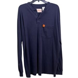 Wrangler FR Riggs Workwear Henley Blue Flame‎ Resistant Long Sleeve Large Tall